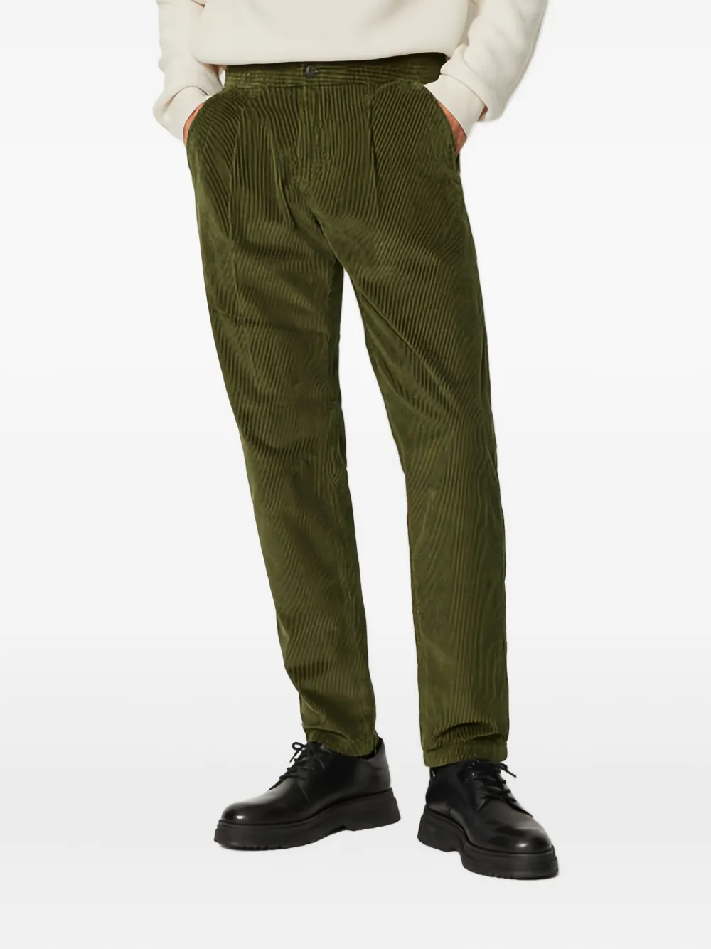 Marc O'Polo Ribfluwelen broek met details Groen