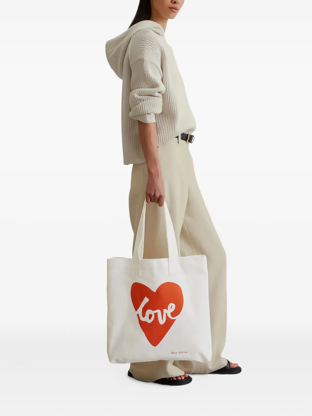 Marc O'Polo Shopper met hartprint Wit