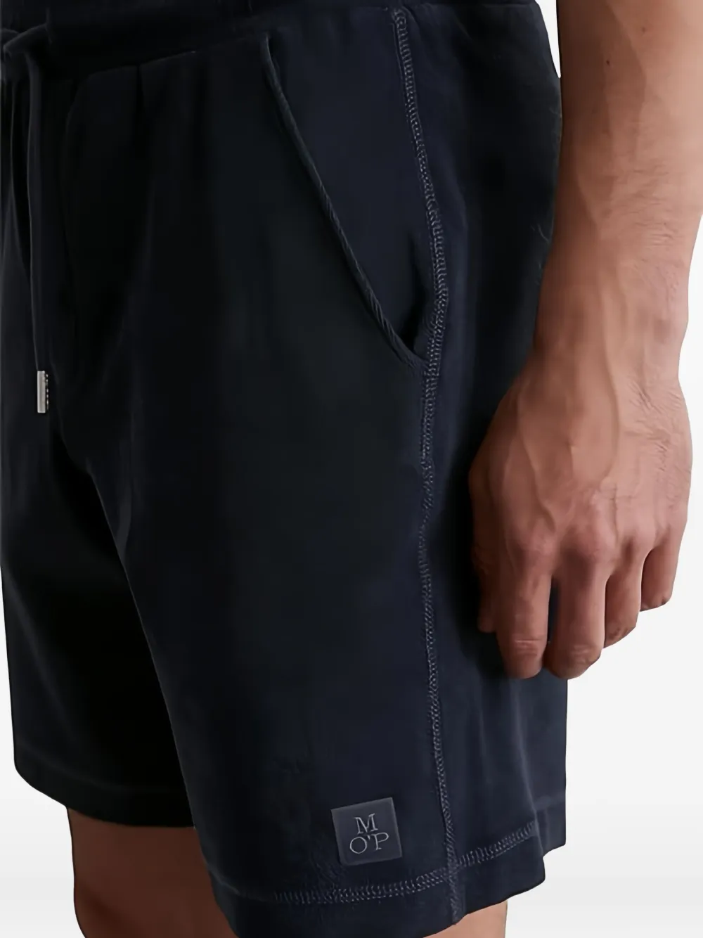 Marc O'Polo Katoenen shorts met trekkoord Blauw