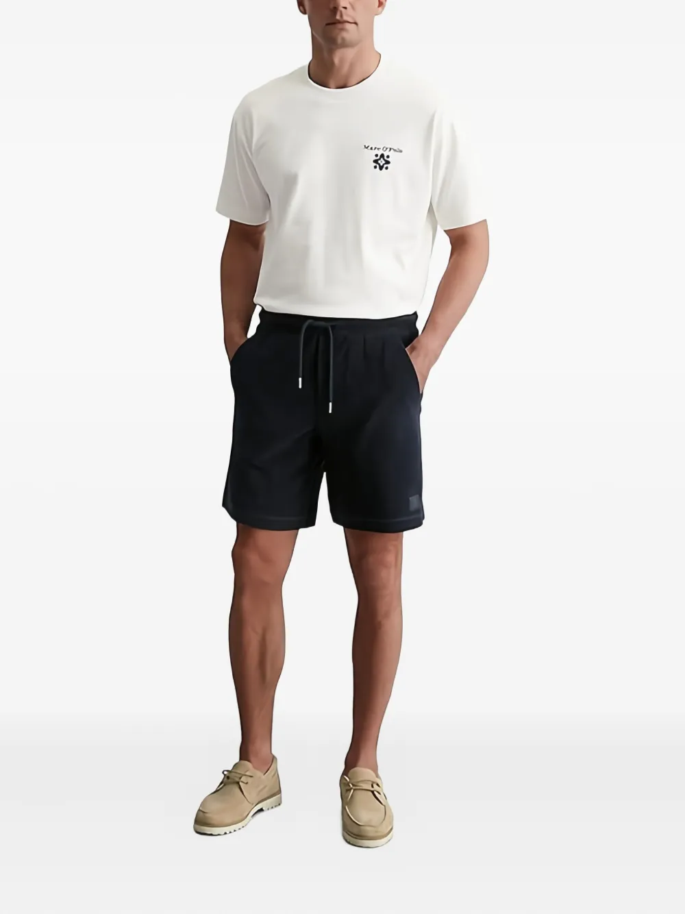 Marc O'Polo Katoenen shorts met trekkoord Blauw