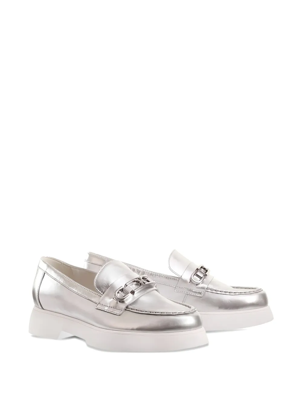 Hogl Cecil metallic leather loafers - Zilver