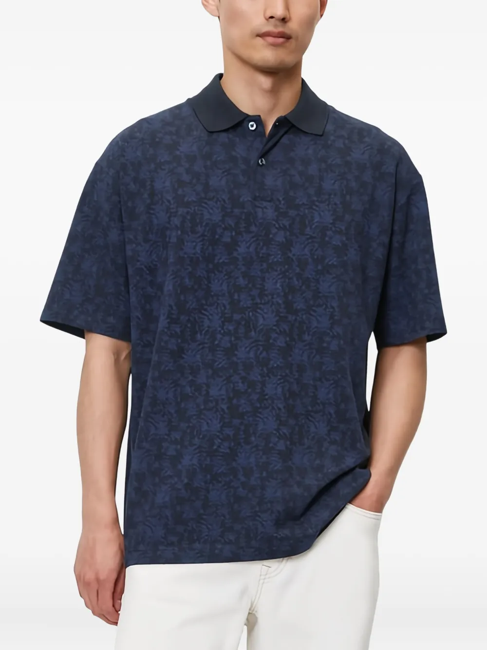 Marc O'Polo Poloshirt met bloemenprint Blauw