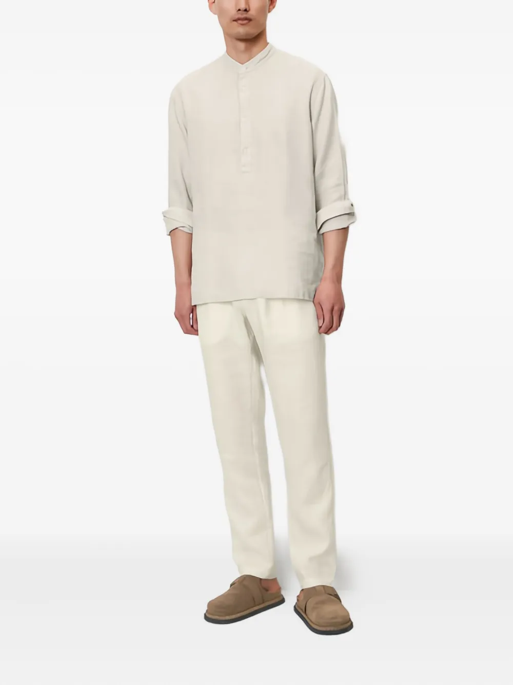 Marc O'Polo Henley overhemd met bandkraag Grijs