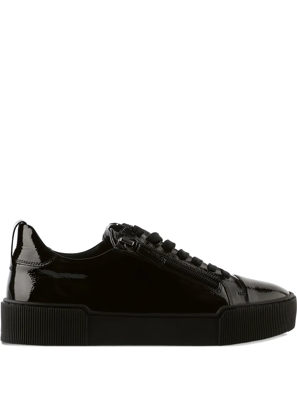 Hogl Comfy patent-leather lace-up sneakers Black