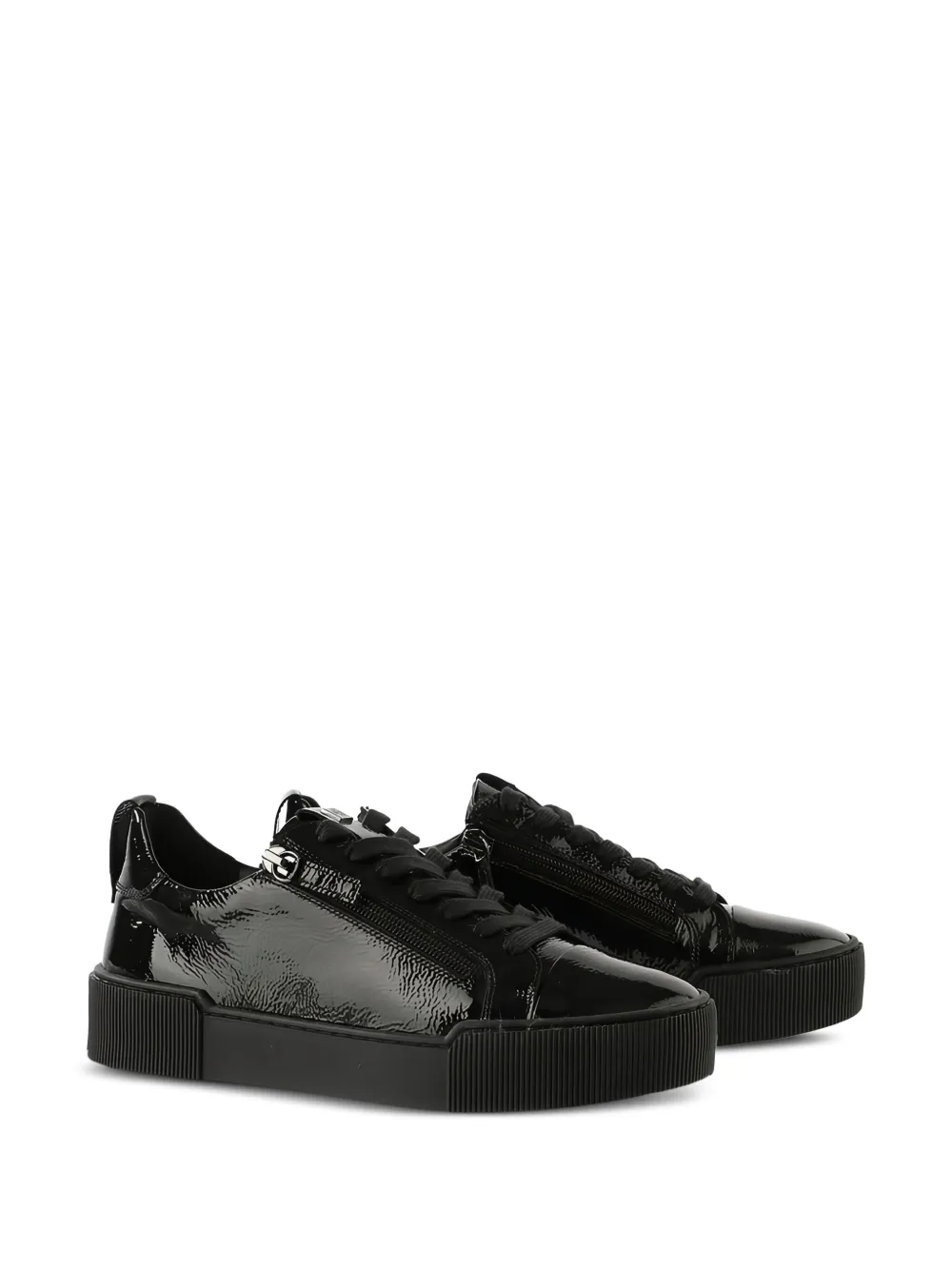 Hogl Comfy patent-leather lace-up sneakers Black