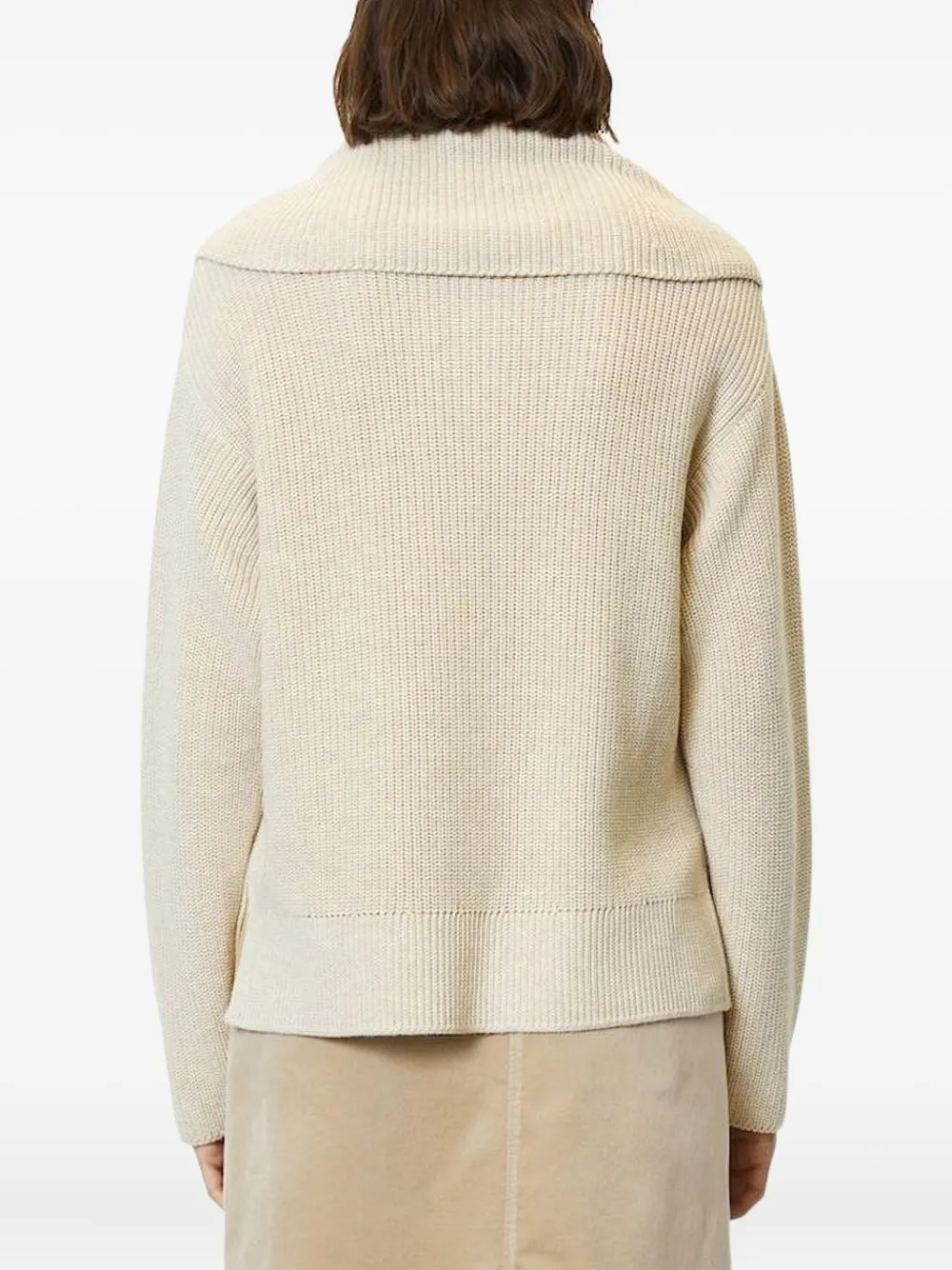 Marc O'Polo Trui met ritshals en kraag Beige