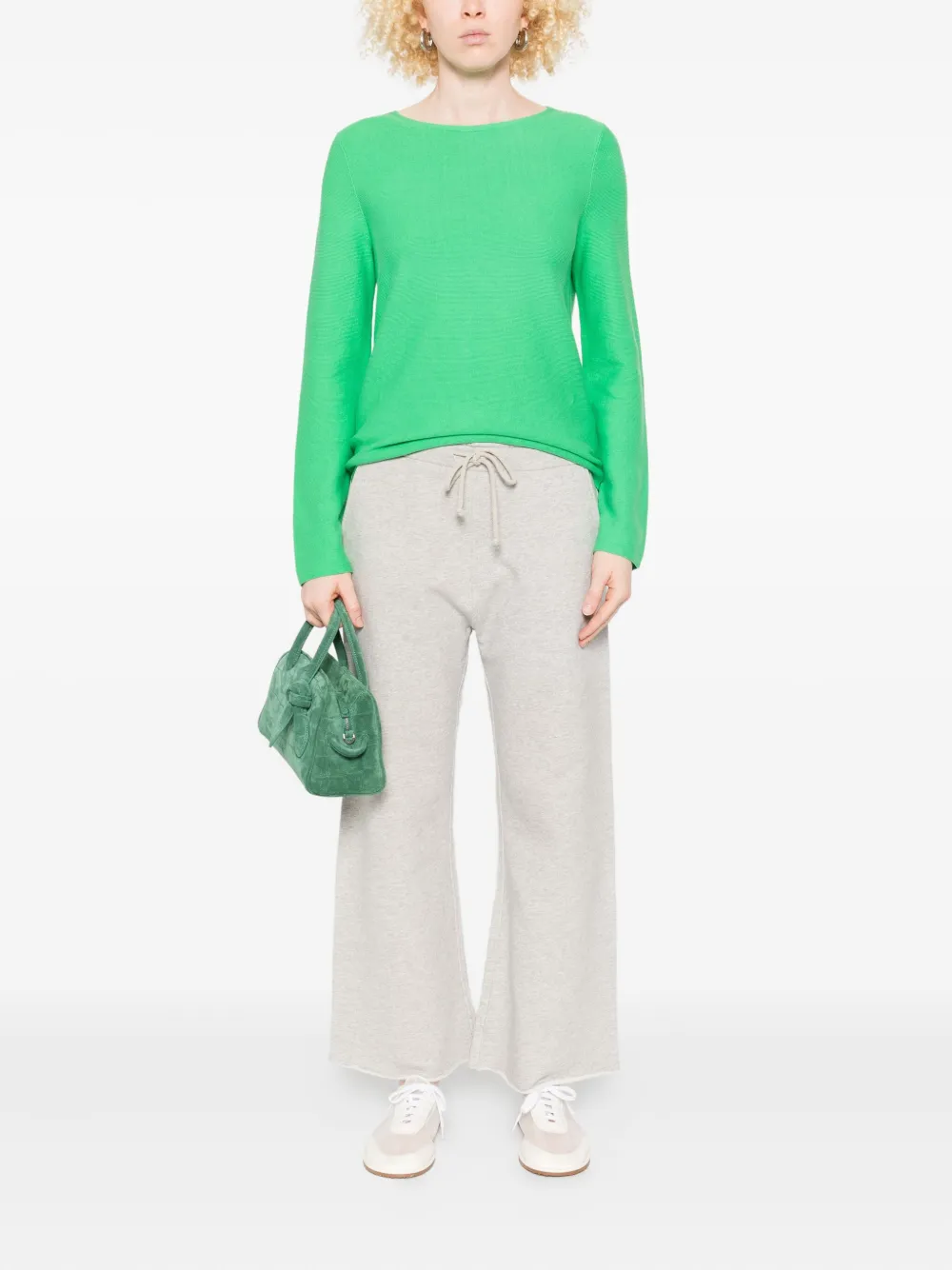 Marc O'Polo ribbed round-neck top Groen
