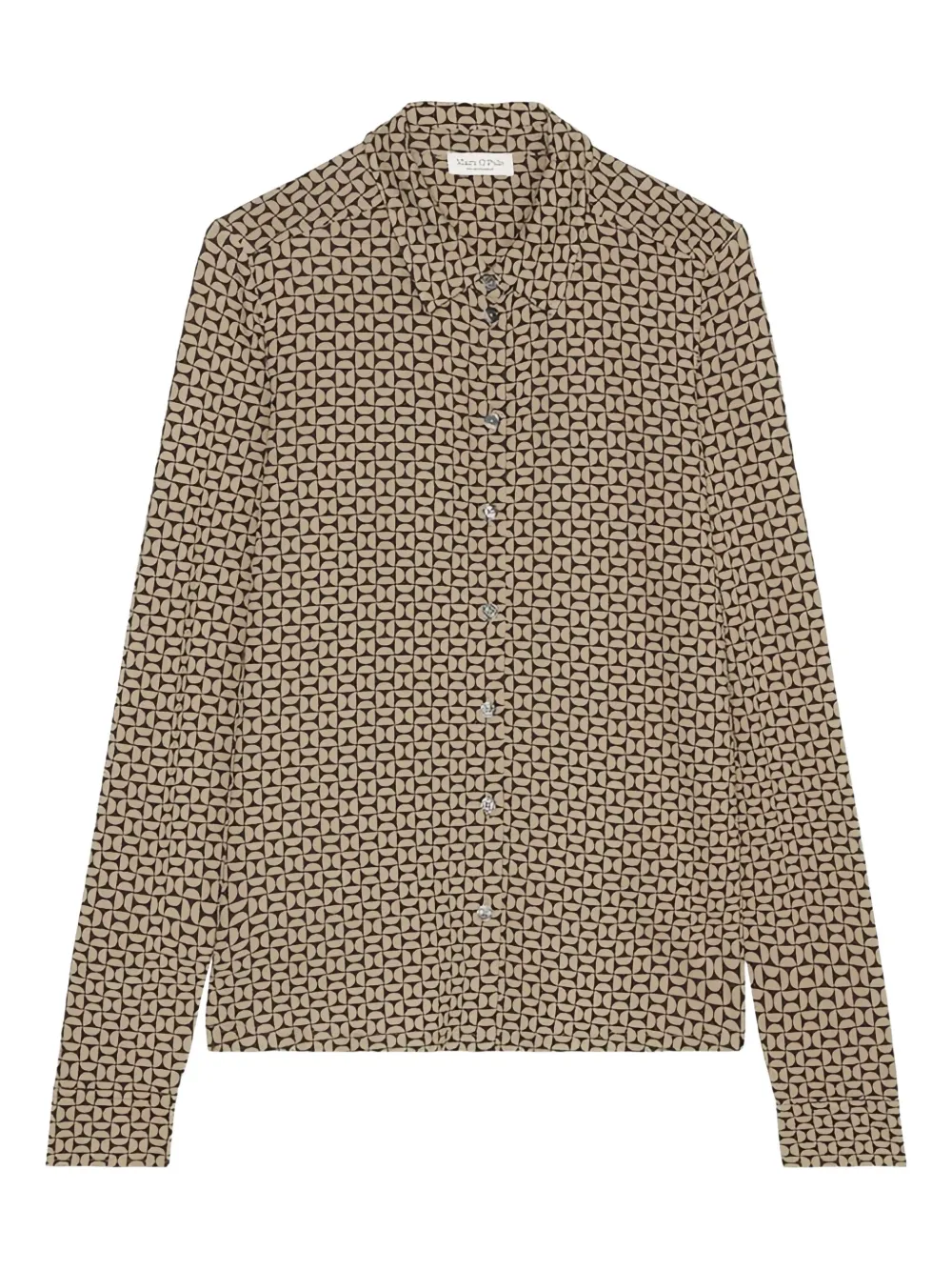 Marc O'polo Geometric Print Button-up Shirt In Brown