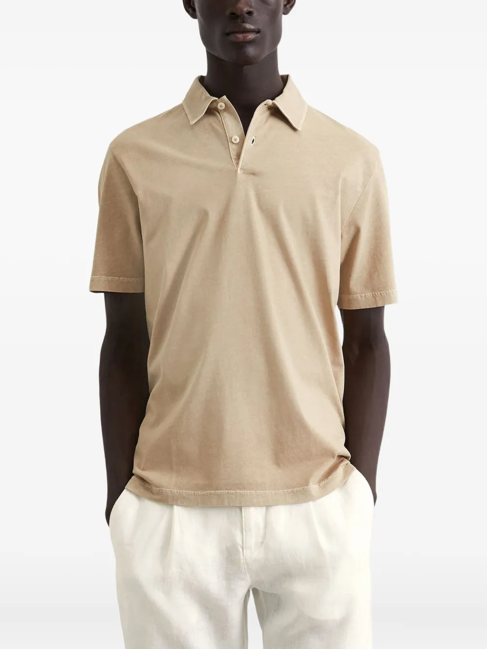 Marc O'Polo Button-up poloshirt Beige