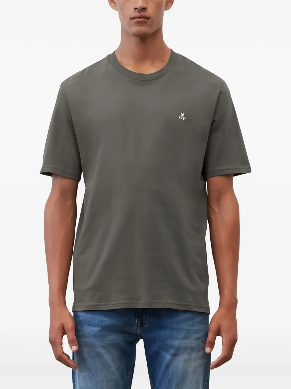 Marc O'polo Logo-embroidered T-shirt In Gray