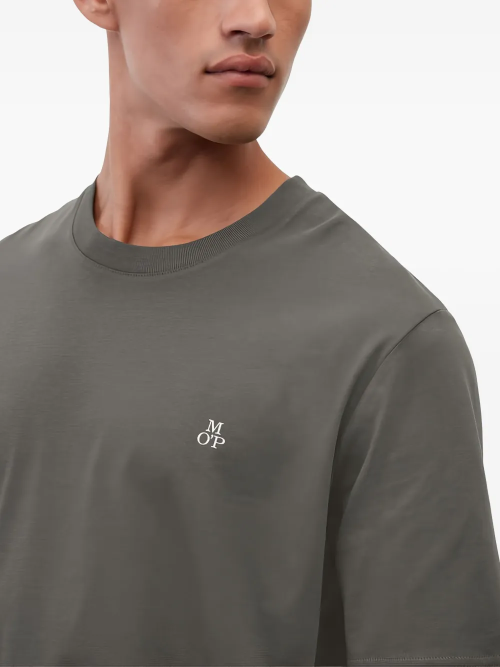 Marc O'polo Logo-embroidered T-shirt In Gray