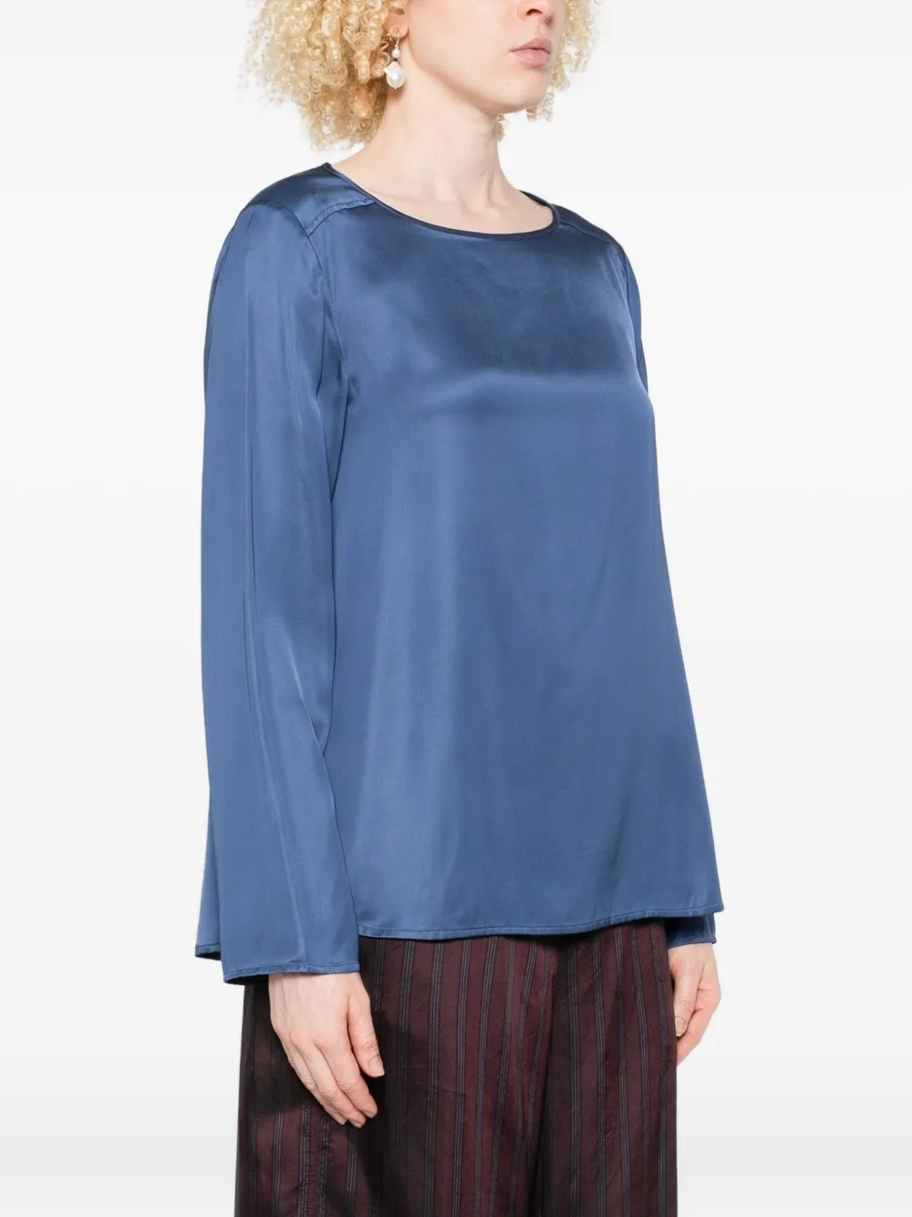 Marc O'Polo Top met boothals en lange mouwen Blauw