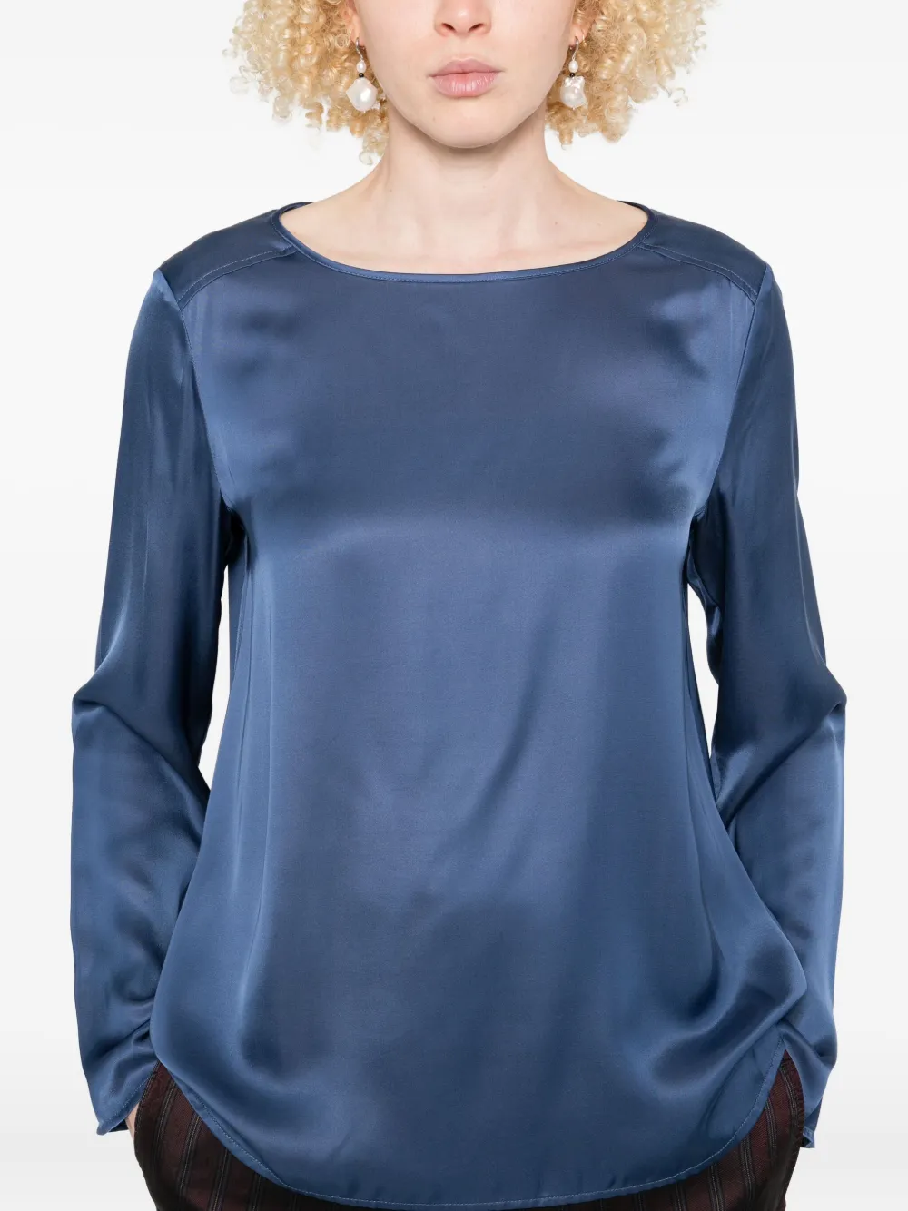 Marc O'Polo Top met boothals en lange mouwen Blauw