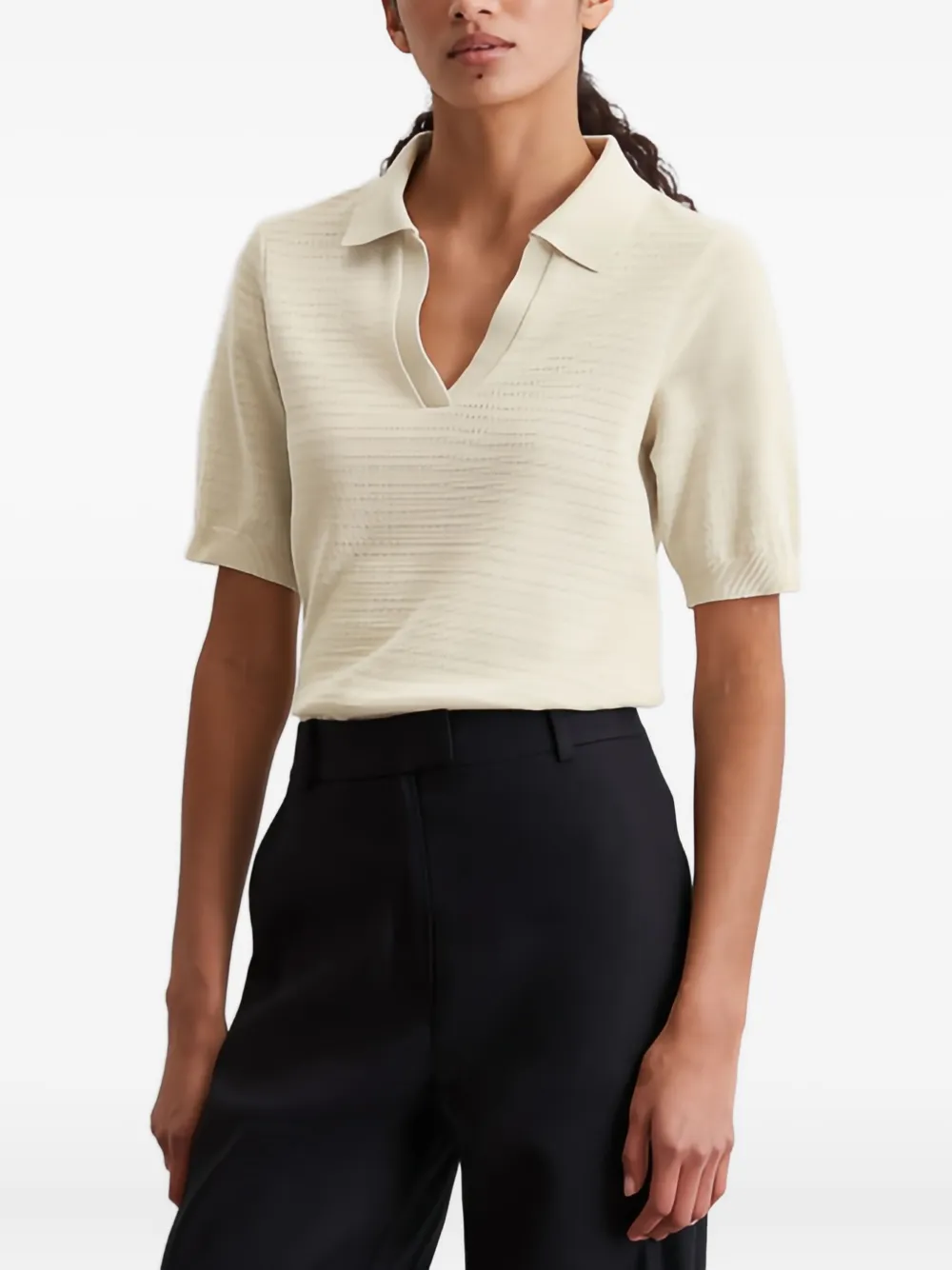 Marc O'Polo Gebreid poloshirt Beige