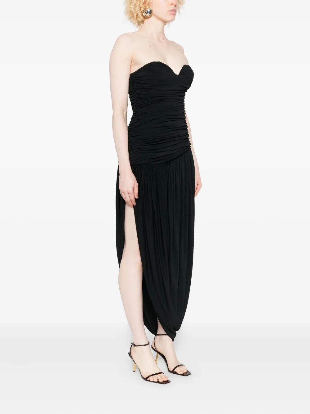  Magda Butrym Strapless Draped Dress - Black 