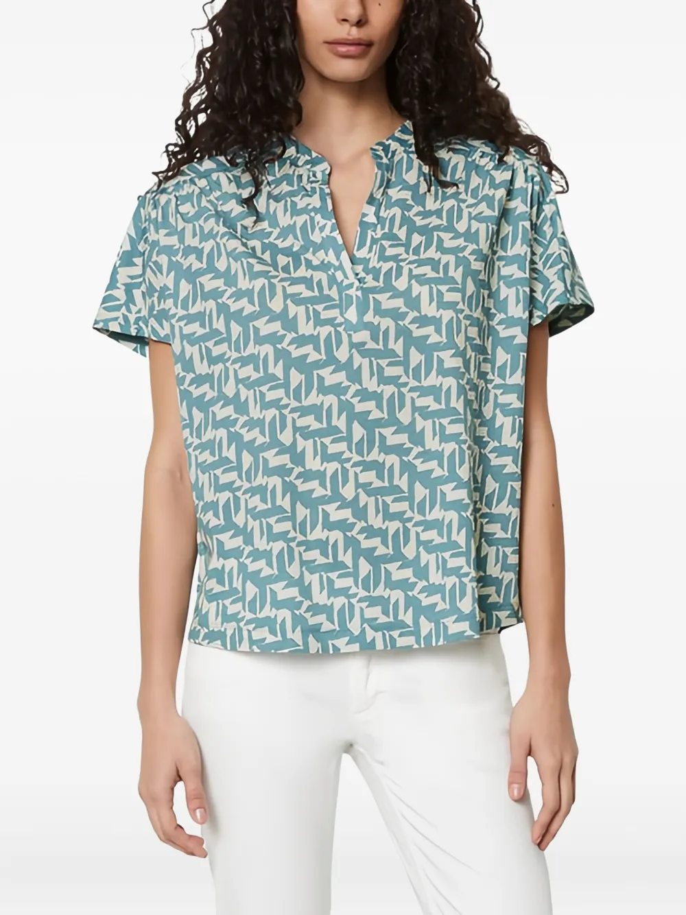 Marc O'Polo Maxi-jurk met geometrische print Blauw