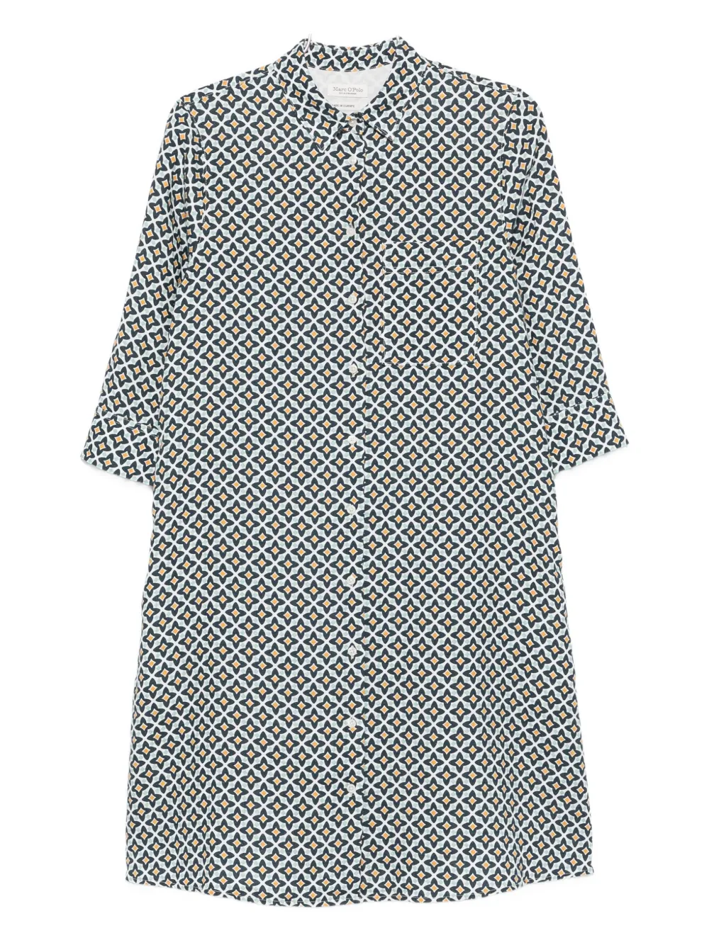 Marc O'Polo geometric-print shirt midi dress Blauw