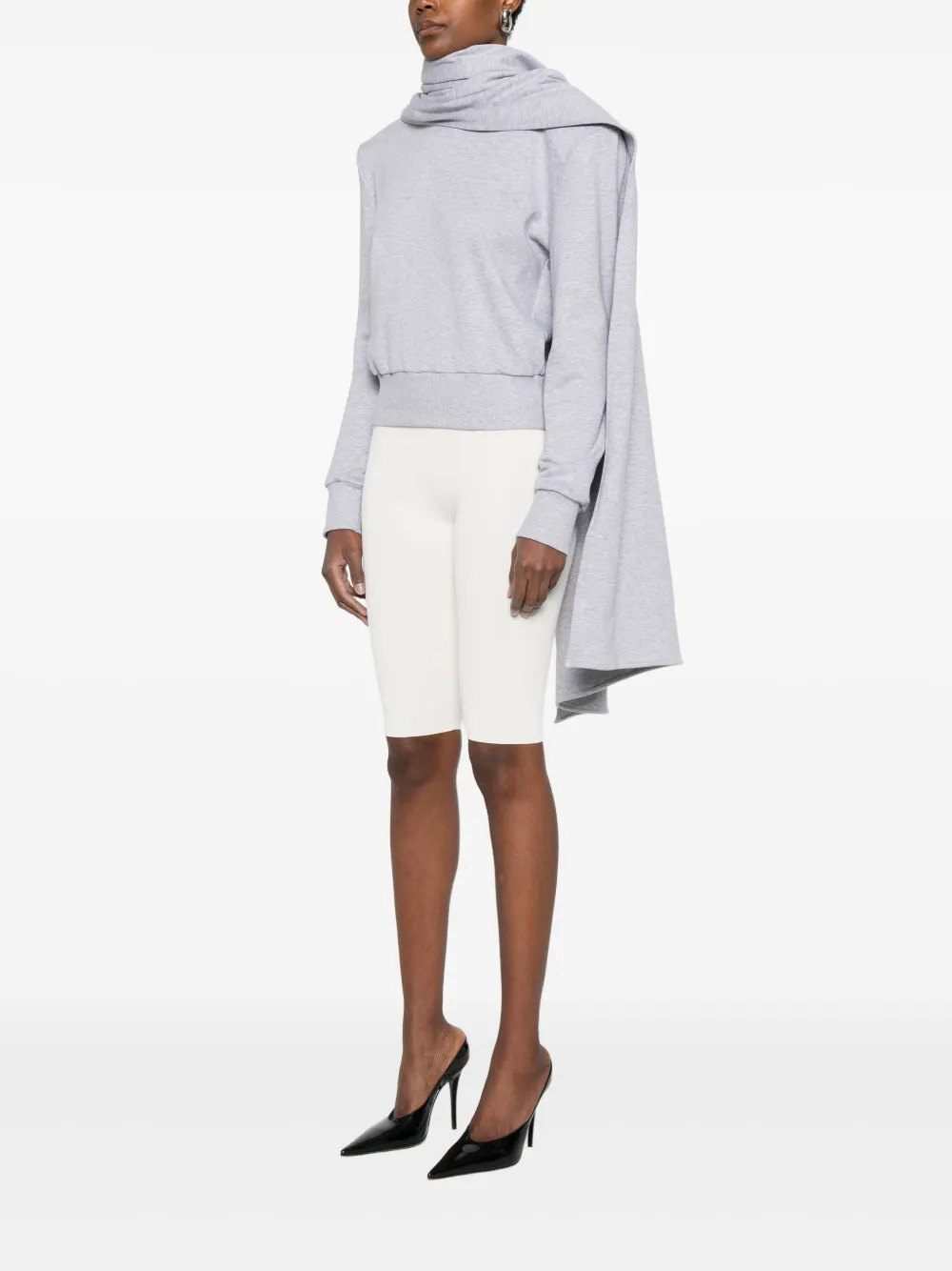  Magda Butrym Draped-detail Crew-neck Sweatshirt - Grey 