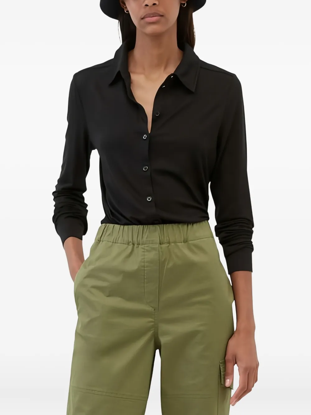 Marc O'Polo Button-up blouse met lange mouwen - Zwart