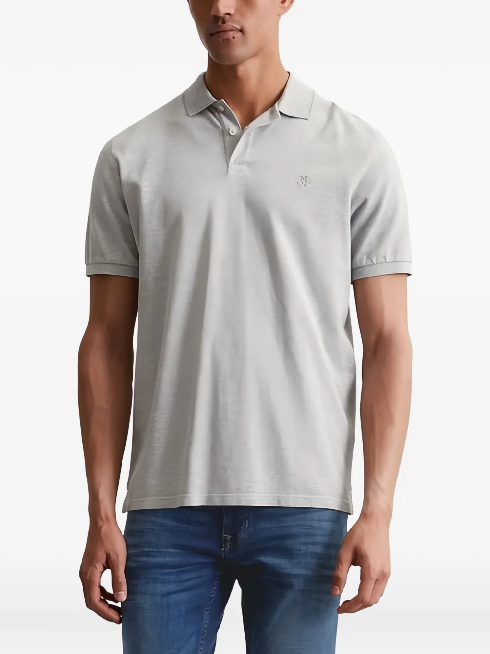 Marc O'Polo Poloshirt met geborduurd logo - Grijs