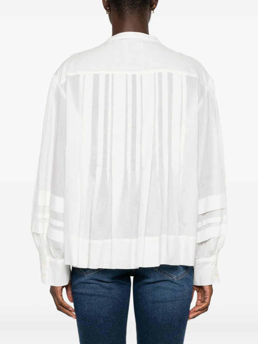 Marc O'Polo Geplooide button-up blouse Wit