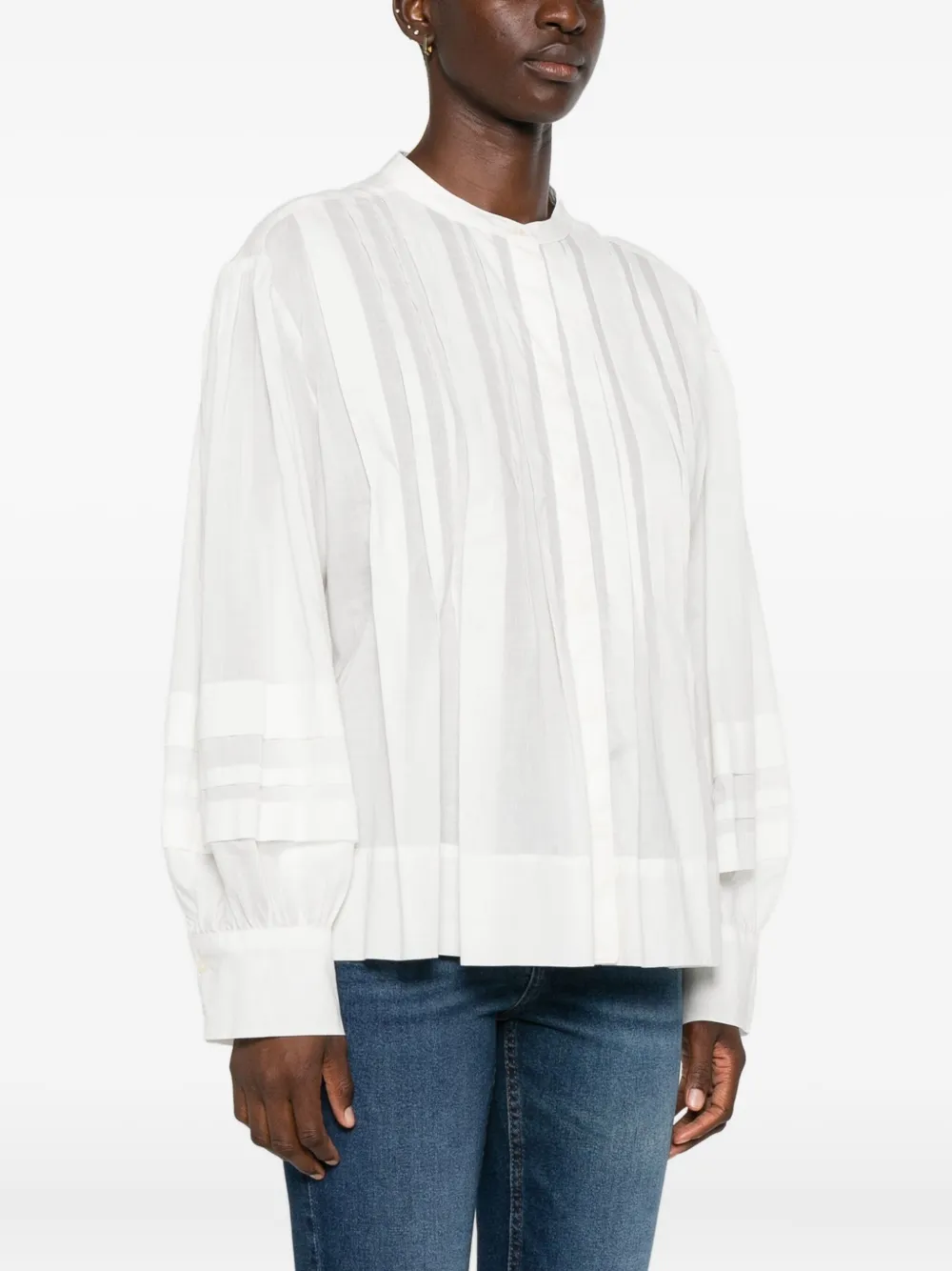 Marc O'Polo Geplooide button-up blouse Wit