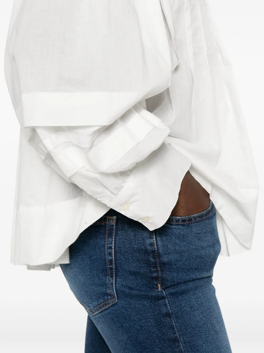 Marc O'Polo Geplooide button-up blouse Wit