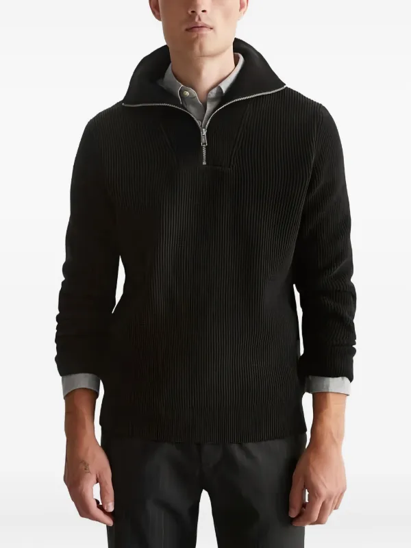 Marc O'Polo Ribbed quarter-zip Sweater | Black | FARFETCH IN