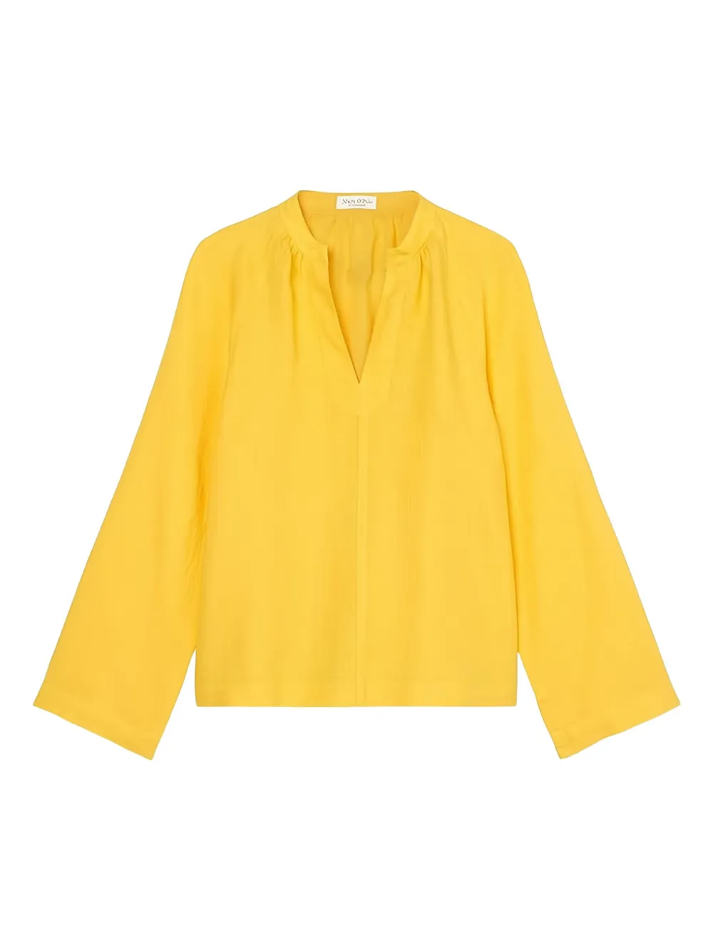 bell-sleeve linen blouse