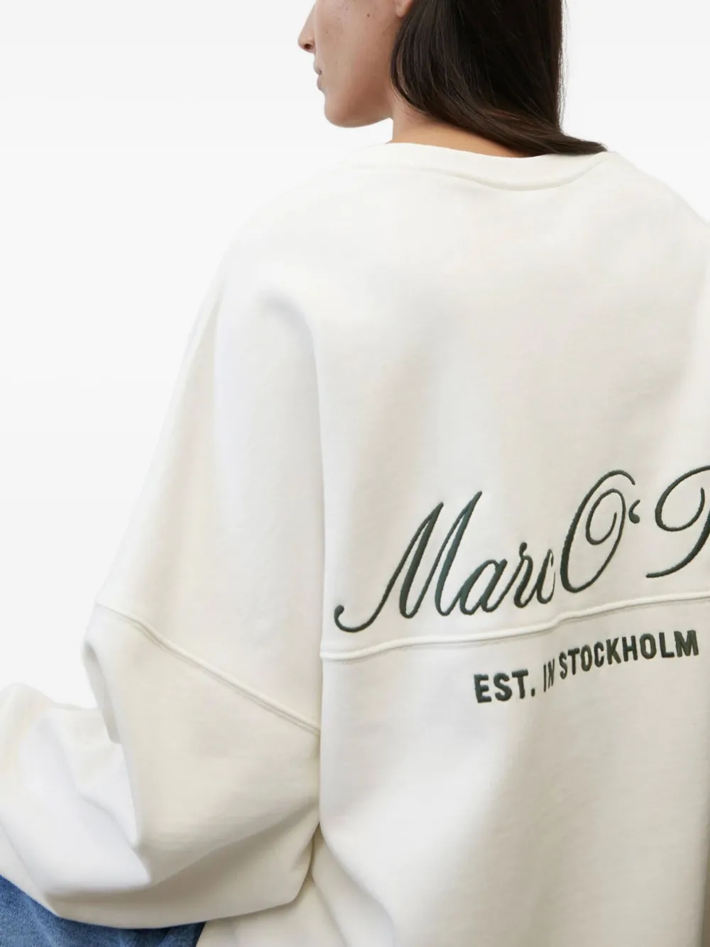 Marc O'Polo Sweater met geborduurd logo Wit