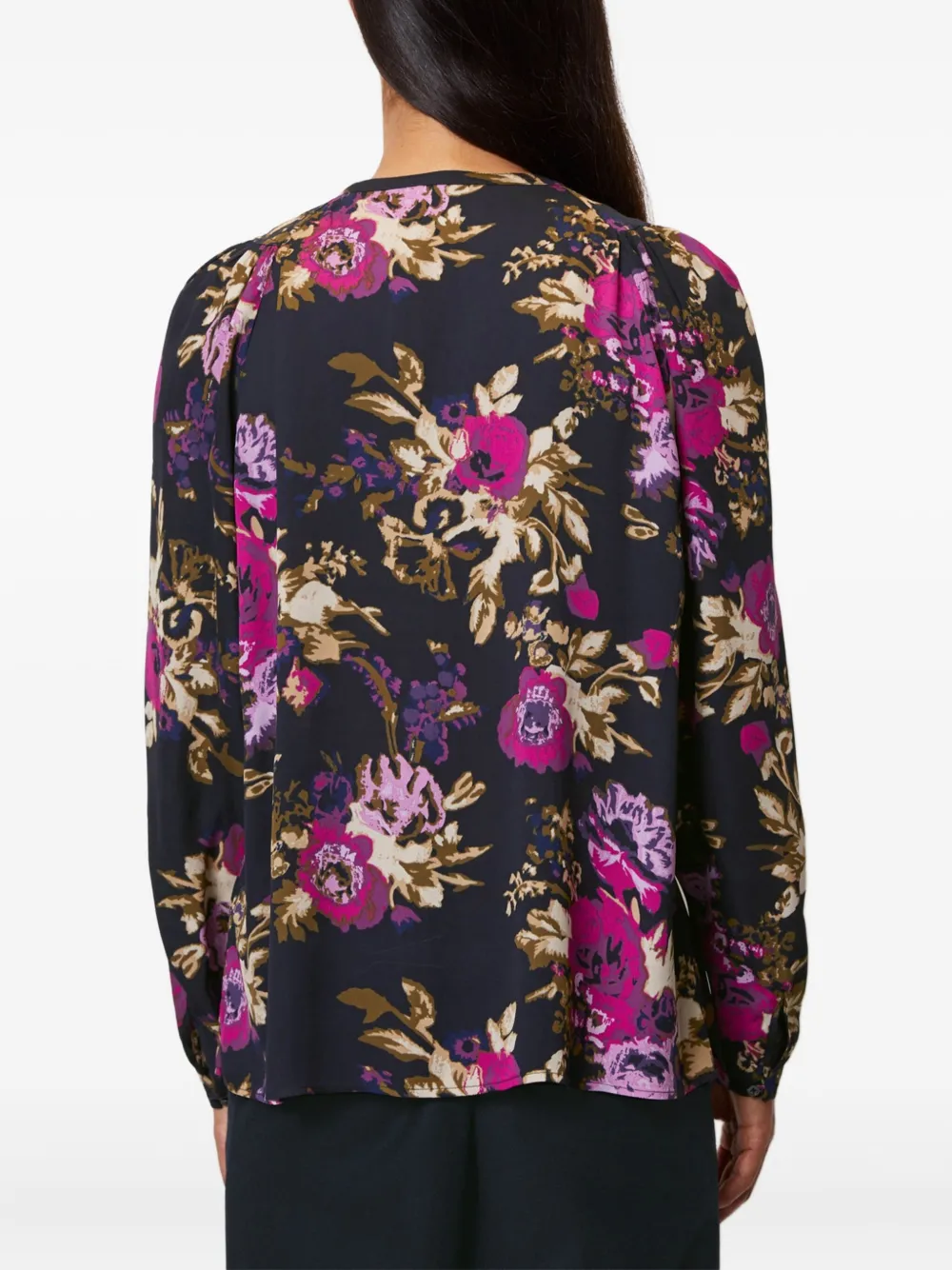 Marc O'Polo Blouse met bloemenprint Zwart