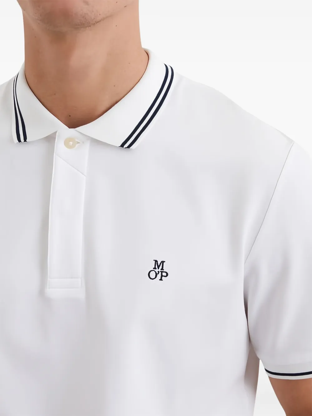 Marc O'Polo Poloshirt met contrasterende strepen Wit