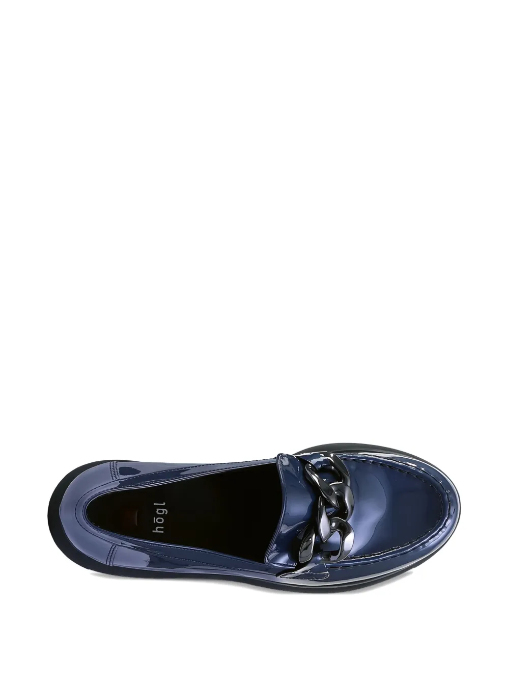 Hogl Stacy patent-leather chain loafers Blue