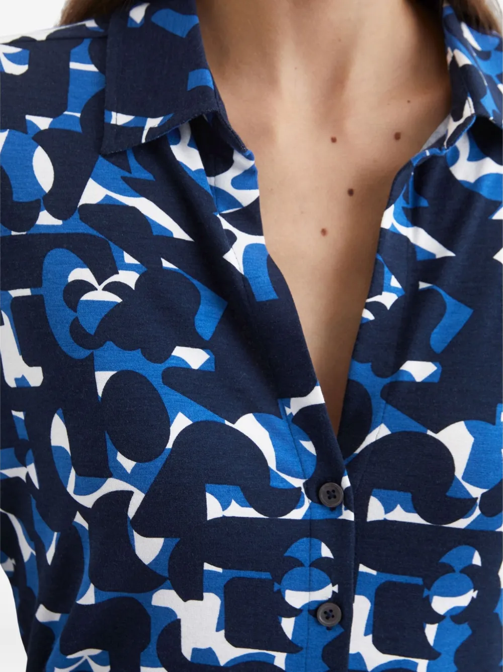 Marc O'Polo Blouse met abstracte print Blauw