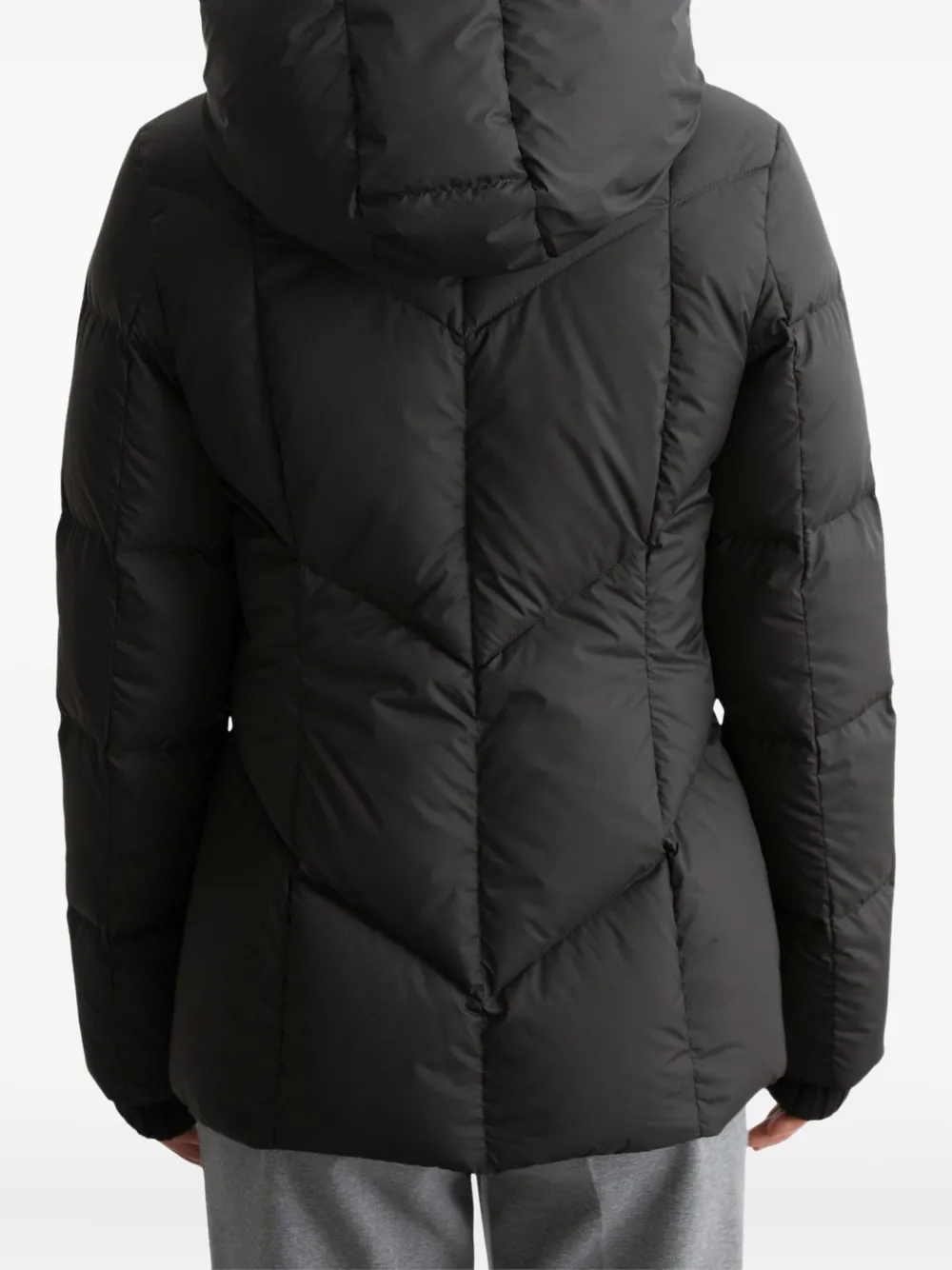 Marc O'polo Chevron-quilted Hooded Jacket In Black