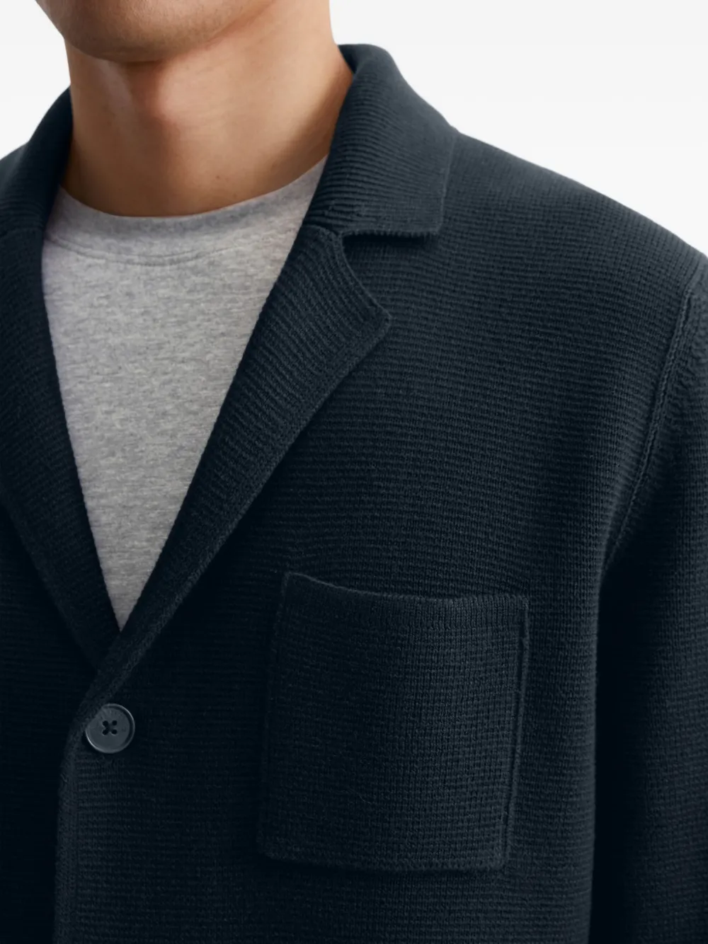 Marc O'polo Knitted Button-up Blazer In Blue