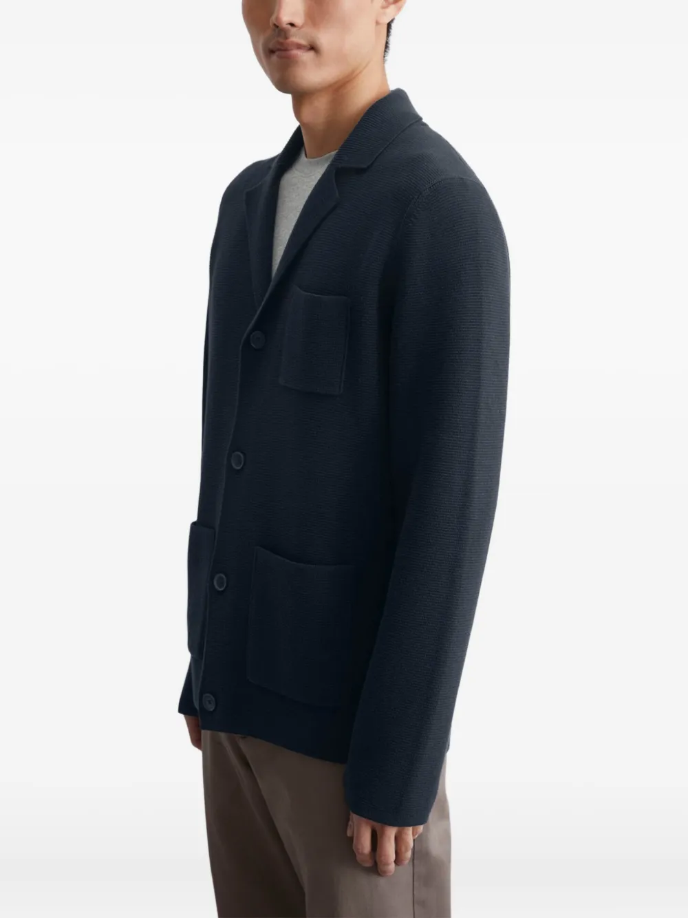 Marc O'polo Knitted Button-up Blazer In Blue