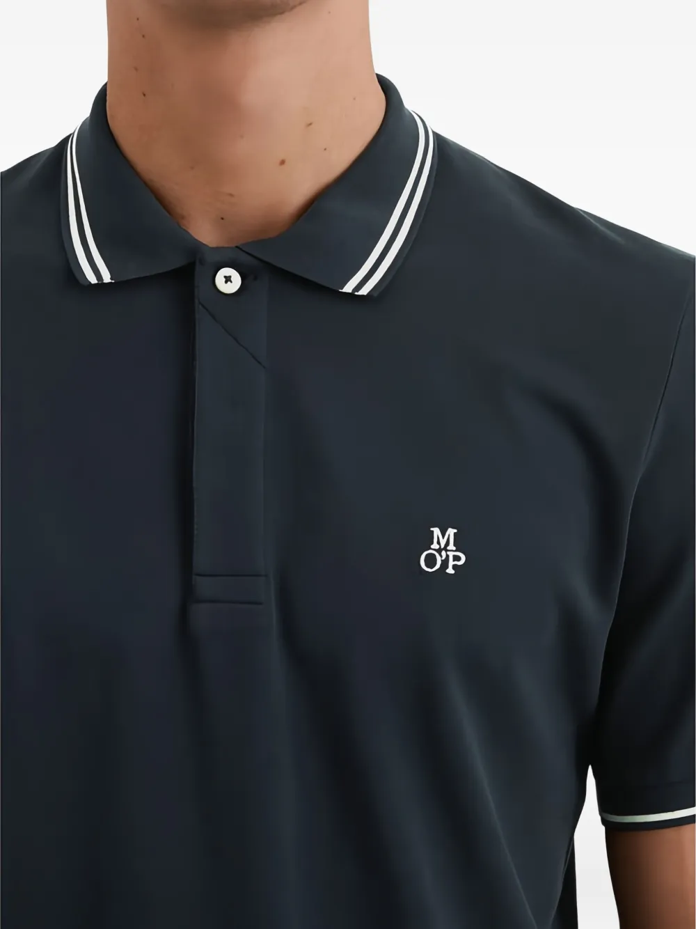 Marc O'Polo Poloshirt met gestreepte kraag Blauw