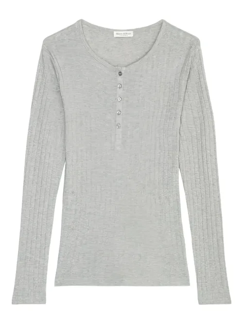 Haut en maille nervurée à col boutonné - Marc O'Polo - Modalova