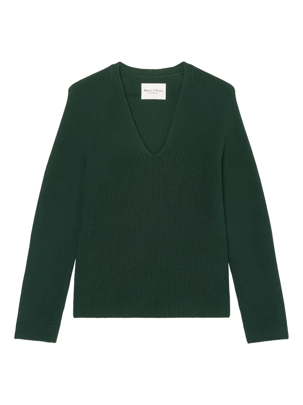 Marc O'Polo Maglione a coste con scollo a V - Verde