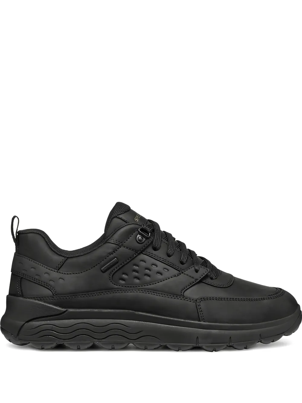 Geox Spherica Leisure perforated leather lace-up trainers Black