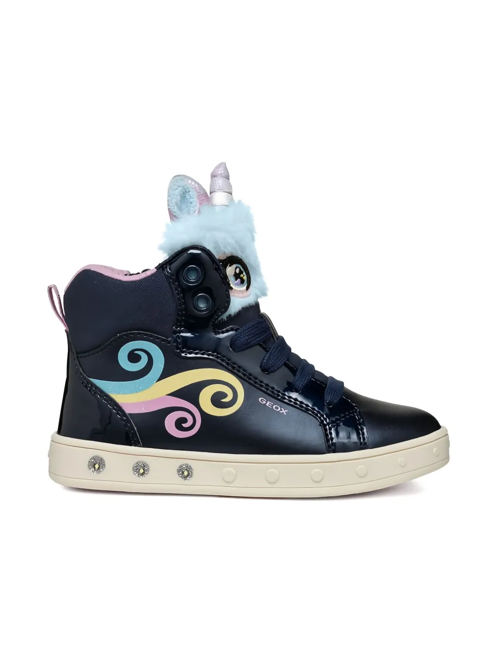 Geox Kids Skylin unicorn-themed high-top sneakers Blue