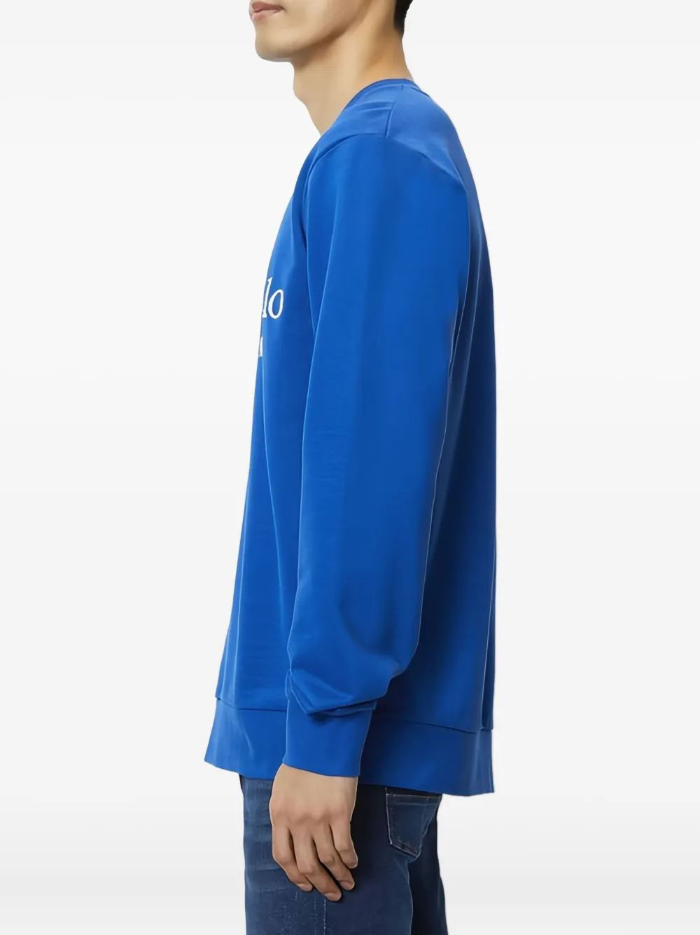 Marc O'Polo Sweater met logodetail en ronde hals Blauw