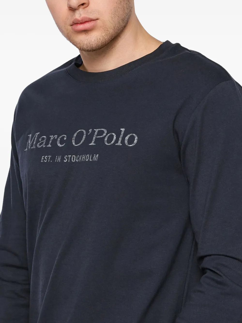 Marc O'polo Logo-print Long-sleeve T-shirt In Blue