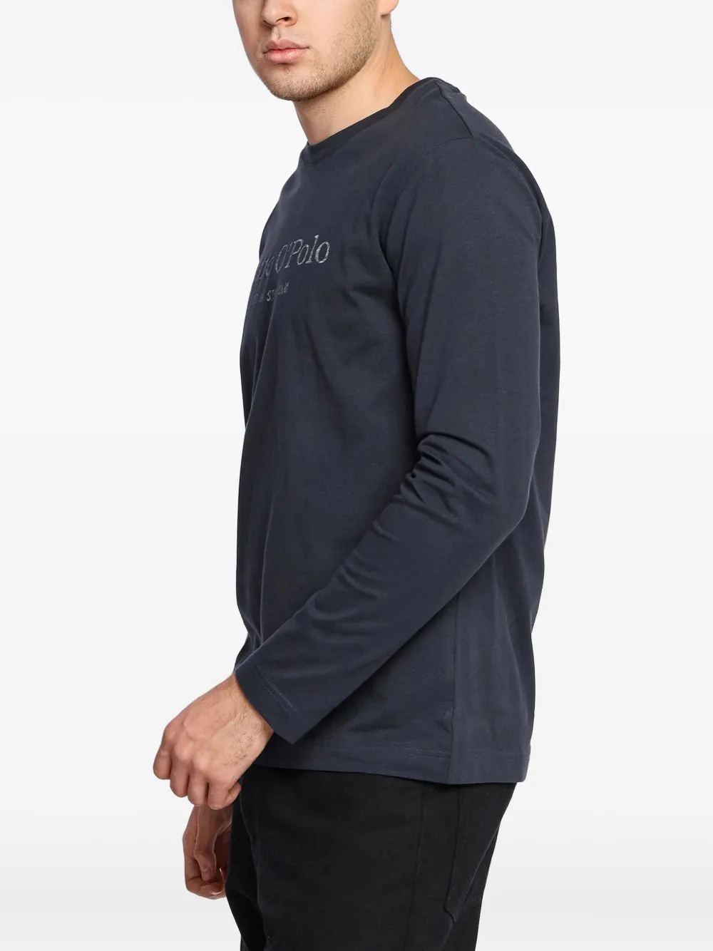 Marc O'polo Logo-print Long-sleeve T-shirt In Blue