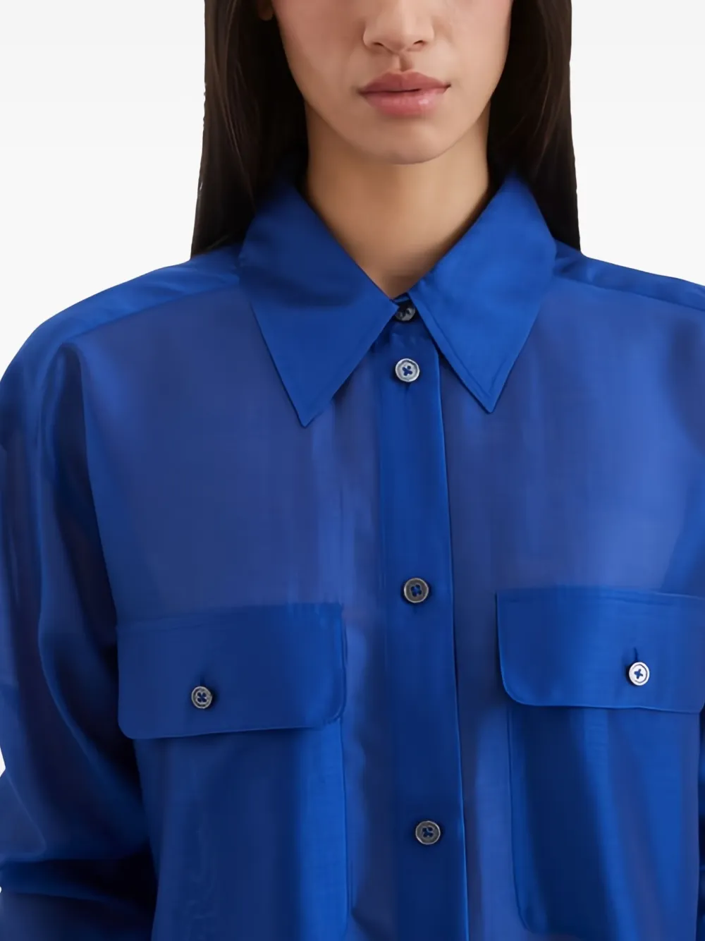 Marc O'Polo Blouse met opgestikte zakken en knopen Blauw