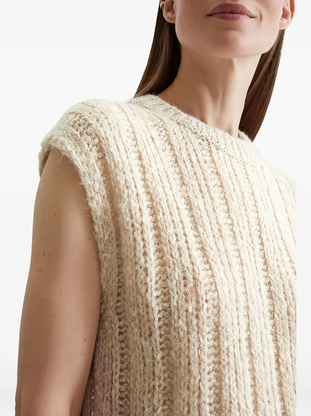 Marc O'Polo Geribbelde mouwloze trui Beige