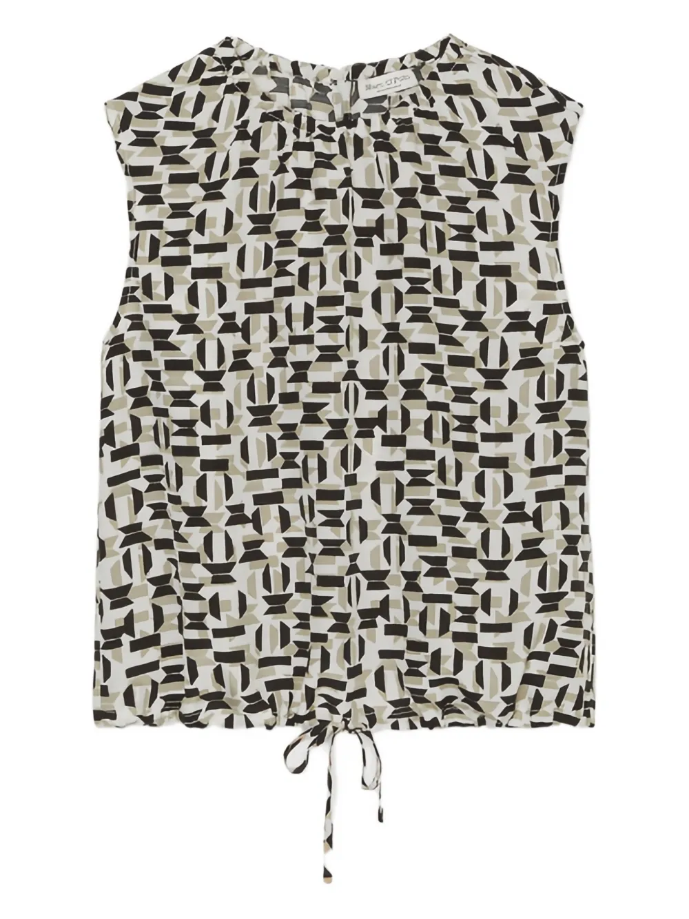 Marc O'Polo Mouwloze blouse met geometrische print Beige