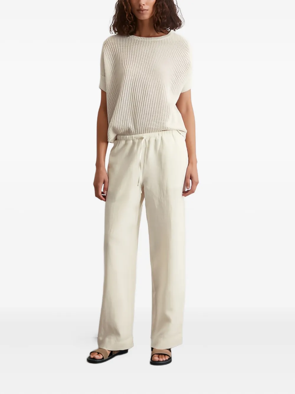 Marc O'Polo Broek met trekkoordtaille Beige