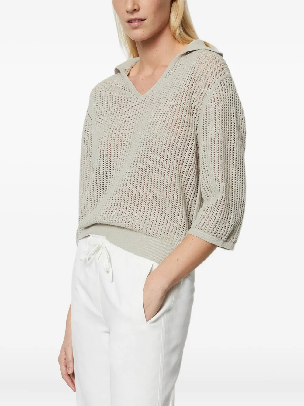 Marc O'Polo Trui met V-hals Beige
